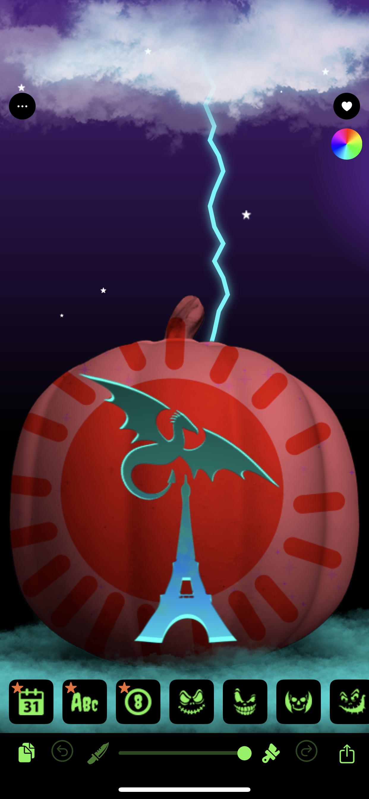 Dragon and Eiffel Tower pumpkin